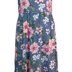 Hiatus Dress Womens XL Blue Pink Floral Midi Strappy Open Back Casual Summer Photo 0