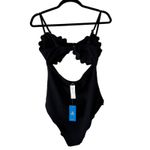 Cupshe  Black One Piece Swimsuit Cut Out Ruffle Trim Sexy Swimwear L‎ Photo 5
