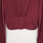 Brea Canyon Oxblood Knit Top NWT XL Cropped Burgundy Top with Cutout Red Photo 2