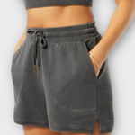 l*space L* Women’s XS Sideline Sweat Shorts Washed Black Casual Lounge Sporty New Photo 0