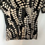 Hiatus top women’s size M vneck black tan leaf print short sleeve blouse VTG y2k Photo 4