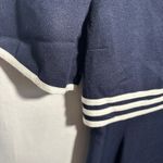Vintage 80s Navy Blue Maxi Dress Sailor White‎ Trim Sz 14 Nautical Preppy Retro Photo 4