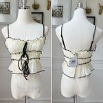 Selfie Leslie NWT Indikah Maidens Tie Detail Overlock Top Cream $65 S Photo 1