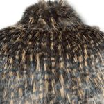 Vintage 90s Faux Fur Vest Brown Black Textured Feathers Small Boho Hippie Photo 7