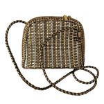 Vtg CEM Gold Metallic Woven Leather Crossbody Bag Full Zip Photo 1