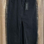 One Teaspoon Free People x  Black Denim Oak Studded Rocko Slit Maxi Skirt 2/24 NW Photo 0