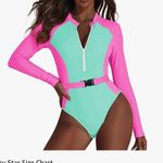 Century Star High Cut Long Sleeve one piece Rash Guard Tummy Control Surfing Zipper Photo 8