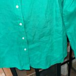 J.Crew  linen button down shirt kelly green long sleeve collar perfect vintage Photo 5