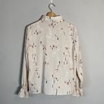 Kittenish Long Sleeve Floral Dreams Button Up Blouse Womens Small Ivory Boho Top Photo 7
