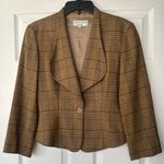 Giorgio Armani  Vintage silk wool Brown Herringbone Structured Blazer 4 Photo 0
