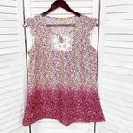 Art & Soul Shit Top Blouse Floral Ombre Ruffle Cap Sleeve Pink White Small Photo 6