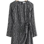 & Other Stories & Other Stories Side Tie Mini Dress Black White Abstract Dot Printed Womens 2 Photo 0
