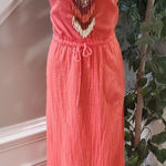 J.Crew  Women's Pink Peach 100% Cotton Off The Shoulder Long Maxi Dress Medium Photo 0