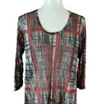 Comfy USA Red Black Abstract Asymmetrical Tunic Dress Artsy Stretch M Sheet Size M Photo 1
