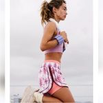 Free People Movement Varsity Blues Pink and White Printed Shorts -Sand Storm Photo 6
