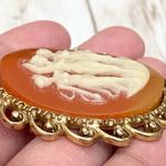 Vintage Unsigned Three Ladies Victorian Cameo Brooch Photo 3