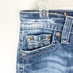 Rock Revival  Alivia Blue Light Wash Distressed Fray Hem Skinny Jeans, Size 27 Photo 9