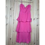 Lulus NWT  Cascading Crush Hot Pink Tiered Midi Dress Wedding Gala Banquet Sz XL Photo 1