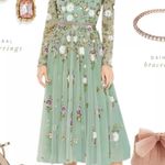 Mac Duggal Sequined Floral Long Sleeve High Neck Sage Green Dress 10 Photo 6