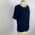 Pure Collection Blue Jeweled Cashmere Top Size 10 Photo 16