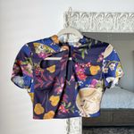 Zara Printed High Neck Cropped Blouse Top Size XS Photo 1