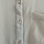 ASOS Sheer Gray Fringe Long Sleeve Button Down Blouse Size 4 Photo 3