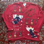 Vintage Grandma Knit Cardigan Sweater Women’s Small Red Angels 90s Photo 0