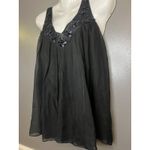 Rebecca Taylor  Shirt Womens 6 Black Silk Beaded Embellished Flowy Tank Top Photo 3