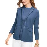 Talbots Merino Sweater Jacket Blazer in Heathered Denim Blue Medium Photo 0