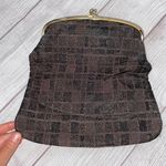 Vintage fold over clutch w/metal clasp closure & satin lining Brown Photo 1