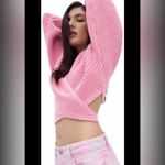 ZARA  Knit Ribbed V-Neck Wrap Long Sleeve Sweater Cardigan Pink Size S NEW Photo 2