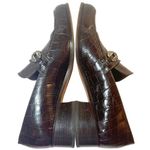 Brighton Vintage Dark Brown Leather Croc Chunky Loafers Silver Hardware Size 7.5 Photo 11