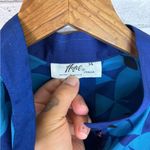 Hotel Italia Blue Floral Button Down Blouse Size L Photo 2