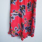 Loft  Red Floral Island Party Halter Romper Photo 2