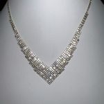 Vintage 80s Prong Set Rhinestone V Necklace (see pics and description) Photo 1