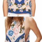 Free People NWOT Floral Tank Top - Blue and Pink Photo 0