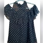 Rebecca Minkoff Rebecca Taylor Black Open Shoulder Metallic Top Photo 2