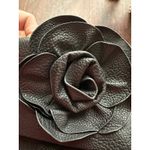 Steve Madden  Rose Foldover Magnetic Zip Up Clutch Purse Black Faux Leather EUC! Photo 3