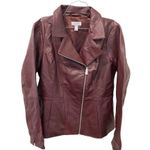 NEW Studio D&Co Moto Lambskin Leather Jacket M Maroon Full Zip Biker Outdoor Size M Photo 1