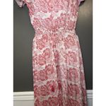 Alamwar Dress Womens Large White Red Floral V Neck Maxi Boho Tassel Tiered Photo 2