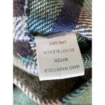 HYFVE Size Medium Cropped Plaid Flannel Shacket Jacket Teal Tan Back Buttons Photo 10