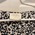 Allie Rose  Boho White Black Animal Print Flutter‎ Sleeve Top Women's Size Large Photo 2