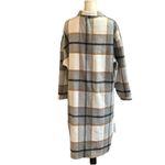 Women’s Shacket Tartan Long Open Black Grey Plaid Utility Jacket Pocket Size L Gray Size L Photo 1