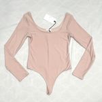 Leith NWT  Ballet Pink Dusty Rose Long Sleeve Thong Bodysuit Photo 0