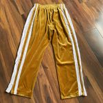 Fair Focus Velour Track Pants Heavyweight Ankle Zip Gold and White Tan Size M Photo 5
