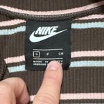 Nike Sportswear Brown Ribbed Cropped Striped Zip Up, Small Photo 2