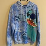Disney Lilo And Stitch Sweatshirt Tie Dyed Fleece Pullover Hoodie Sz S EUC Photo 6