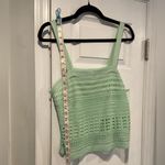 NWT Uncharted Threads Size L Mint Green Knit Crochet Lined Crop Tank Top Beachy Size L Photo 2