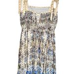 Karen Millen  Placed Border Print Tie Strap Metallic Smocked Midi Dress US 20 Photo 4