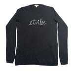 Whistles Sweater Womens 6 Black Etoiles Metallic Shiny Soft Cozy Crewneck Photo 0